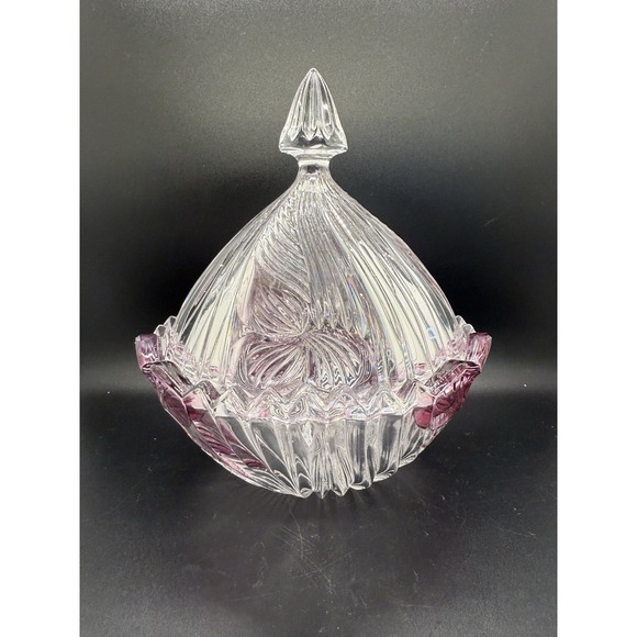 Vintage Anna Hutte Bleikristal Crystal Candy Dish, Decorative Glass Dish & Lid - Picture 10 of 10